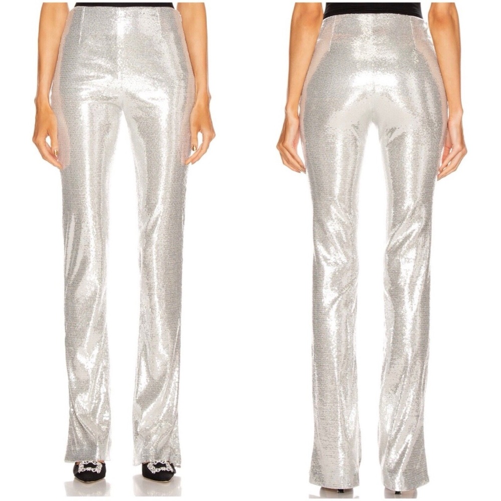 Galvan London Women's Ando Slashed Trouser Pant Silver Sequin Size 10 NWT $995